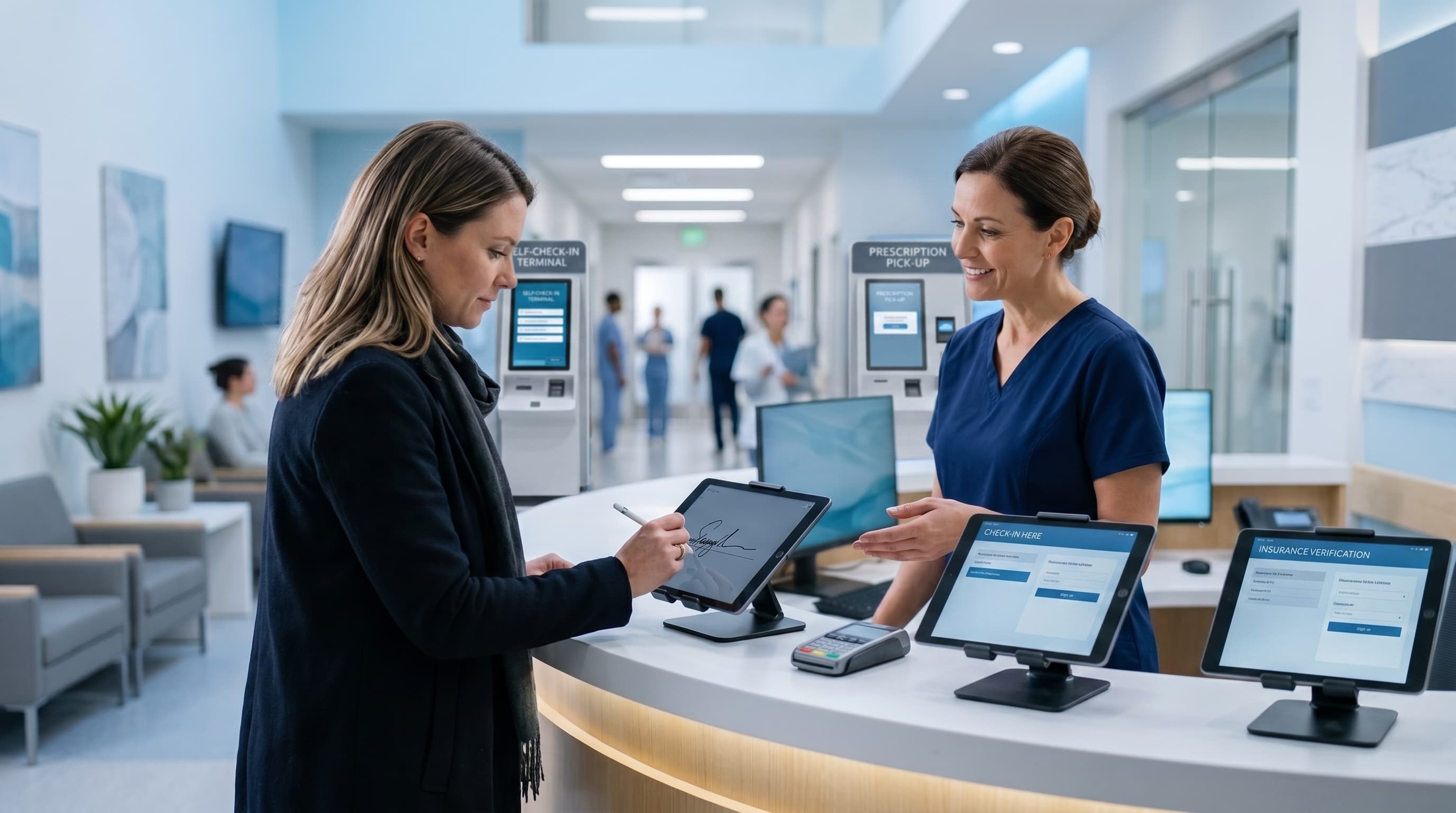 Kiosk ve Tablet Mimarisi ile Yeni Nesil Hasta Kabul Süreçleri: Biyometrik İmza ile Operasyonel Verimlilik